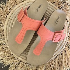 BJORNDAL Women's Penelope Espadrille Platform Cork Footbed Sandals Coral Size 9
